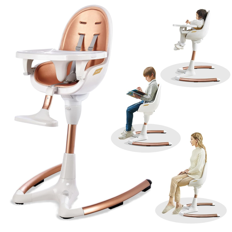 Chaise à manger bébé de luxe avec hauteur de siège réglable et plateau amovible
