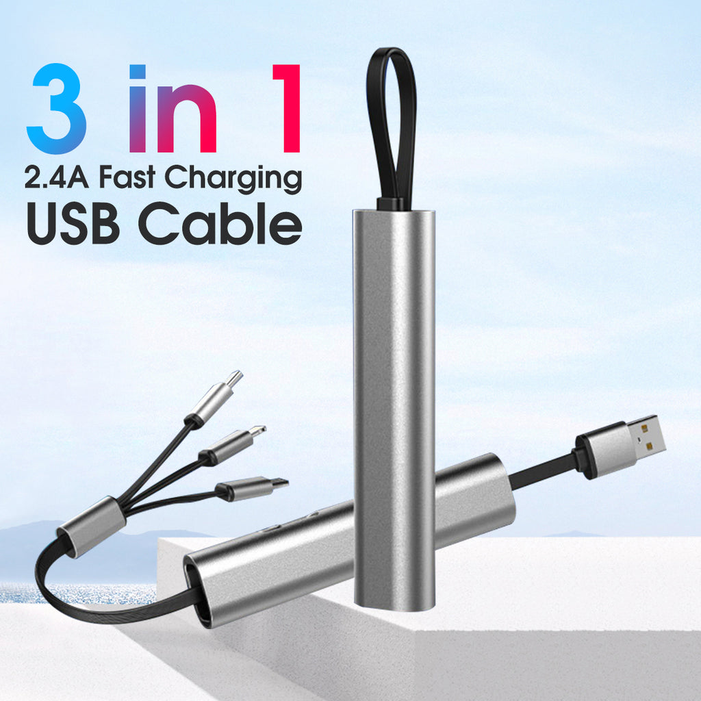Câble USB de charge rapide en métal 3in1