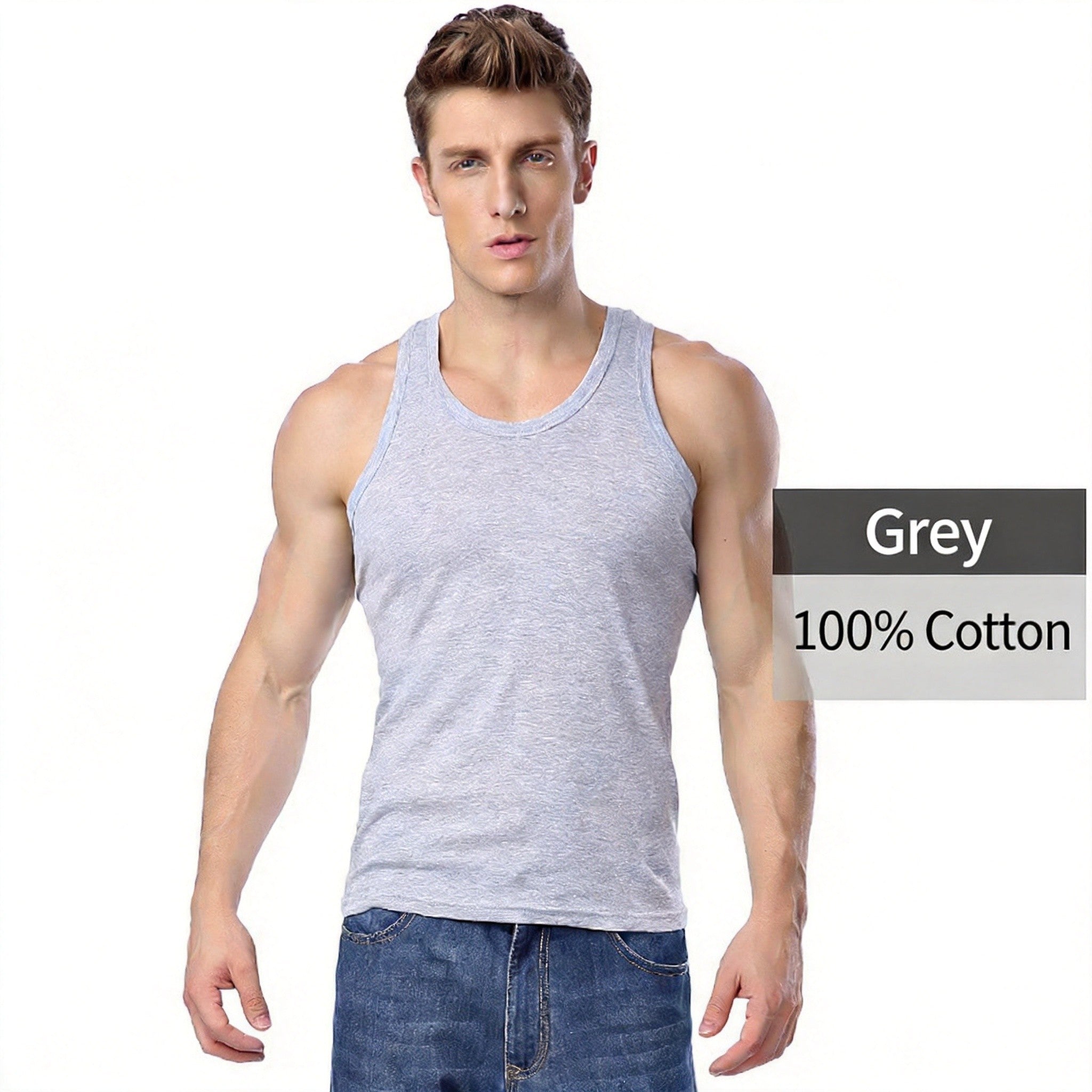 Longsha Vest Homme Cotton d'été Jeunes Slim Base Respirante Solide Couleur Fitne Sport Homme