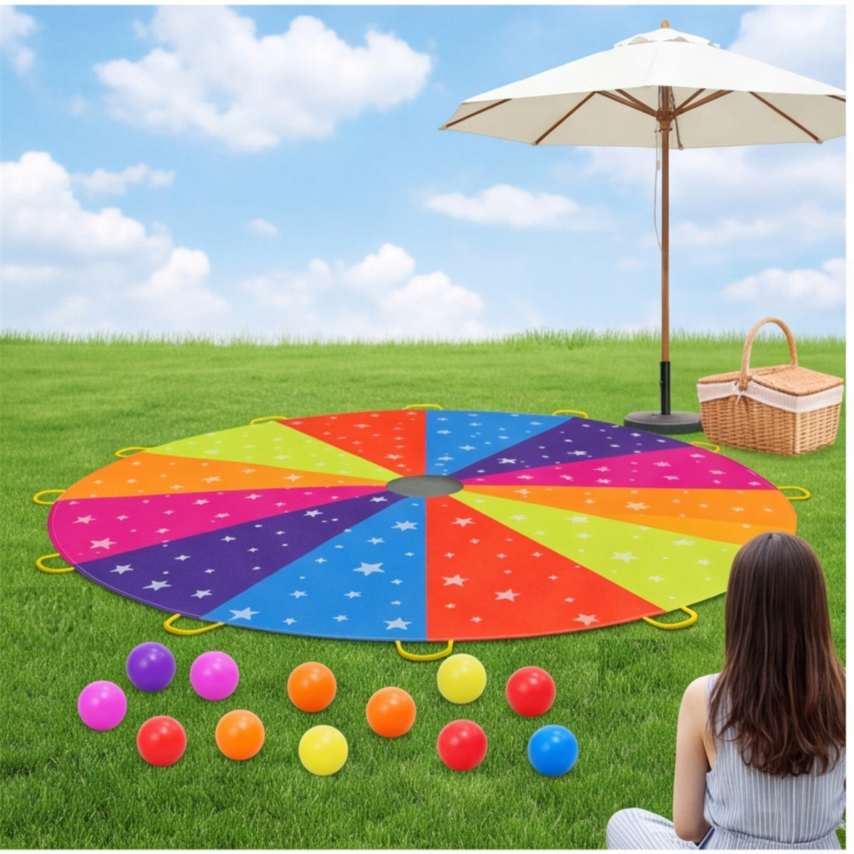 Serviette avec 12 boules – Jouet extérieur actif pour l'été et les loisirs