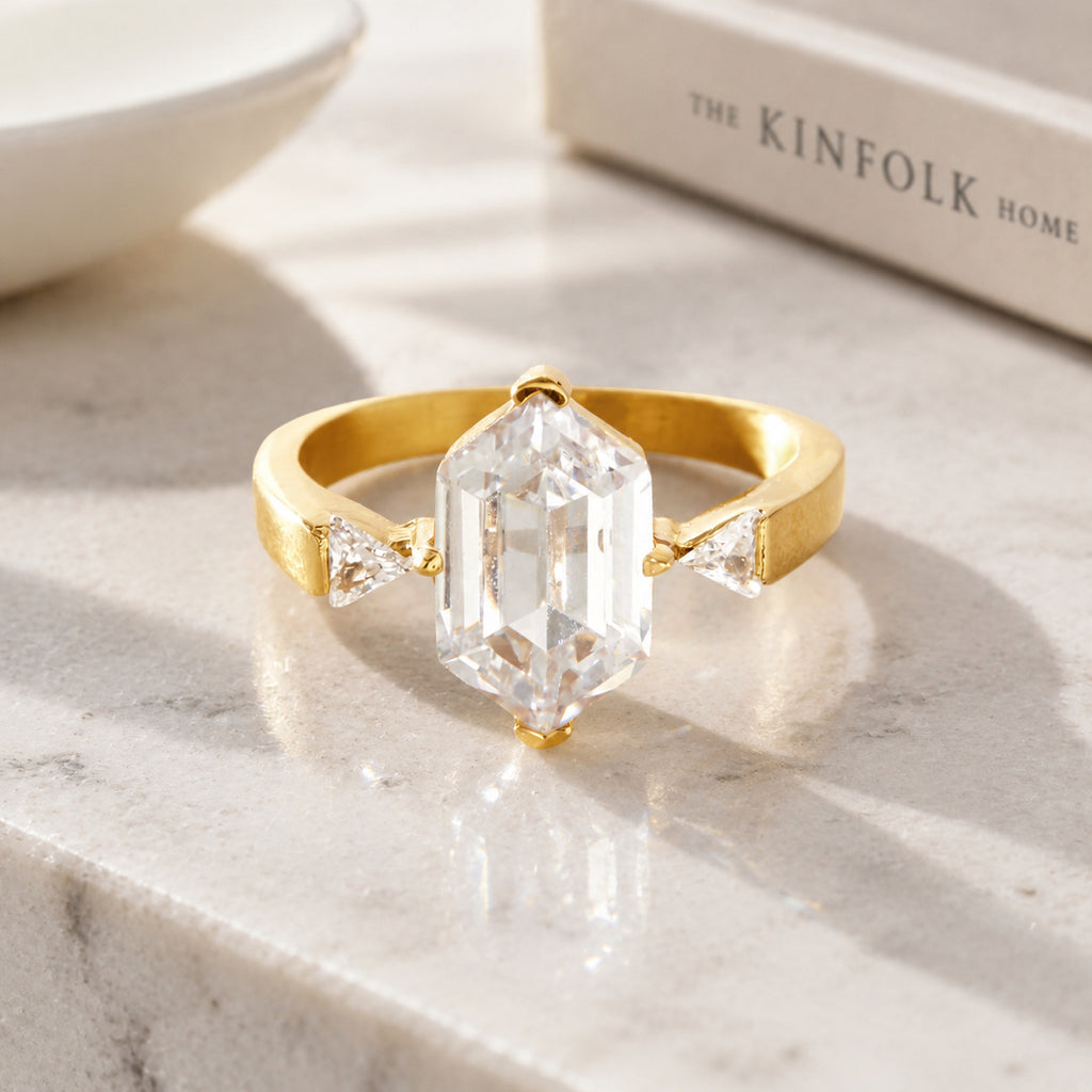 Zircon bague en acier inoxydable pour femmes