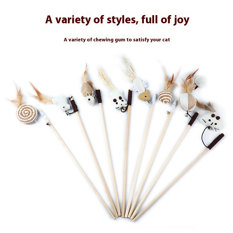 Animaux de compagnie Cat Teaser Feather Bell en bois Pole Pet Produits
