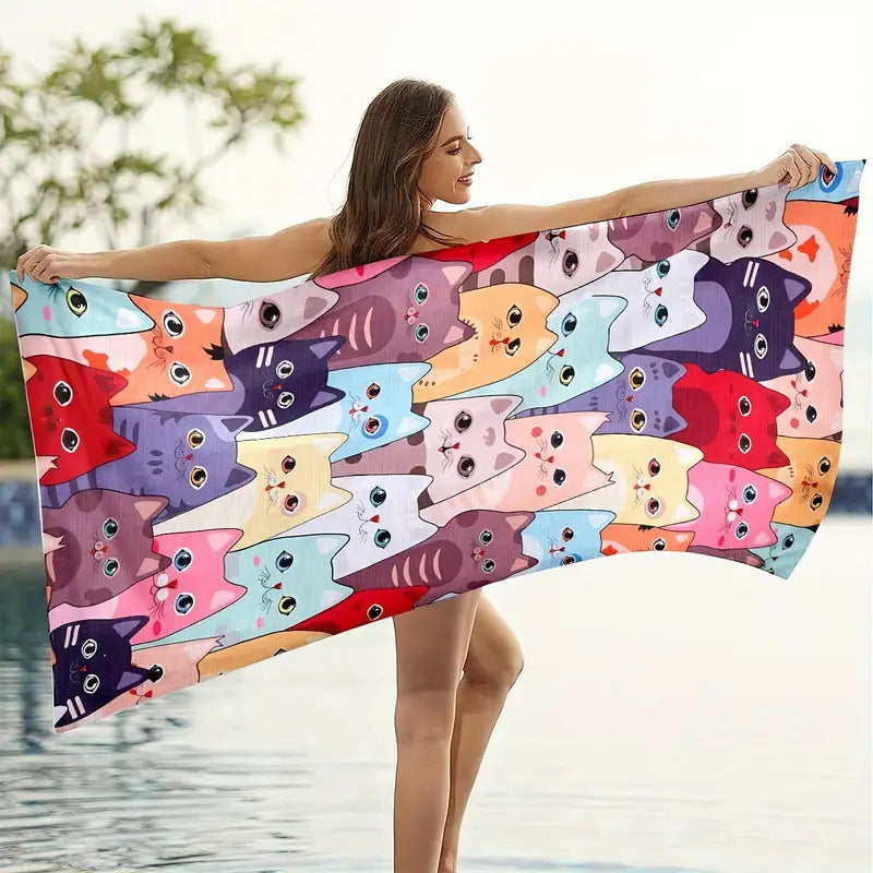 Serviette de plage en microfibre impression créative
