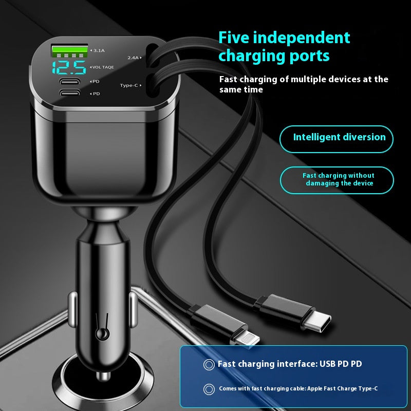 Chargeur de voiture bi-flexible pour allume-cigarette