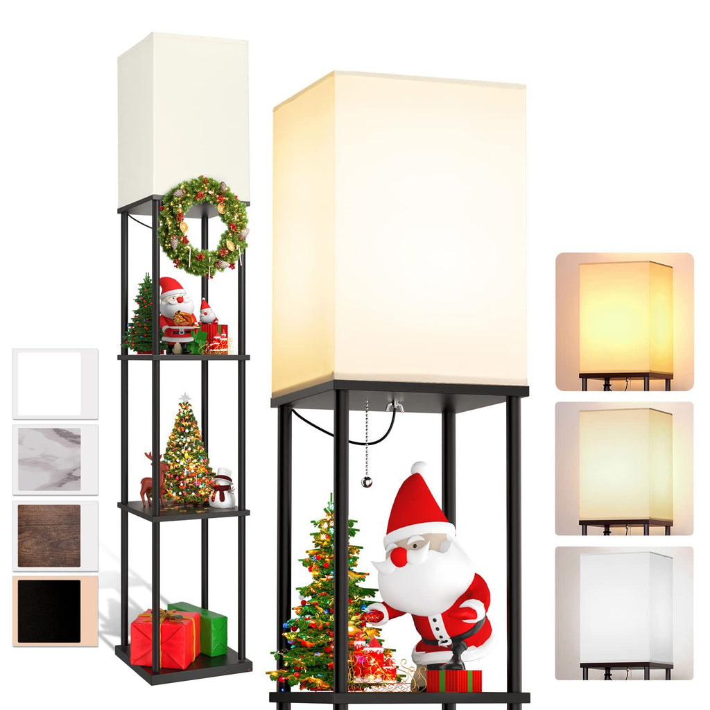 Lampadaire en bois de pied libre 3-Tier rangement Table de lecture Chambre Salon