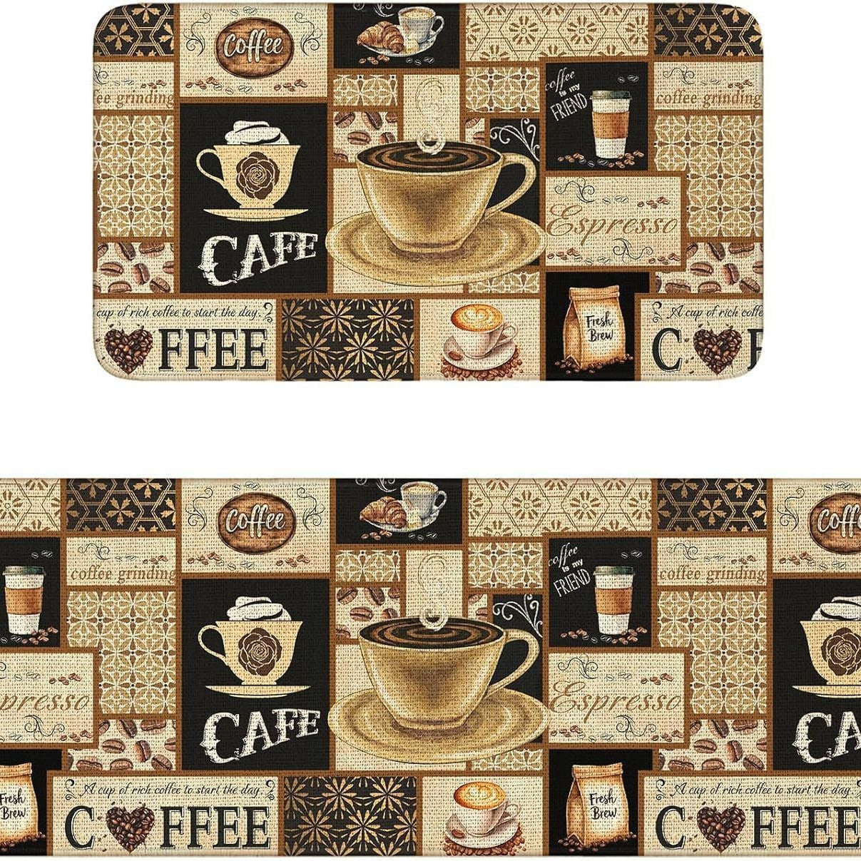 Rétro-style tapis de cuisine résistant aux taches Durable et facile à entretenir