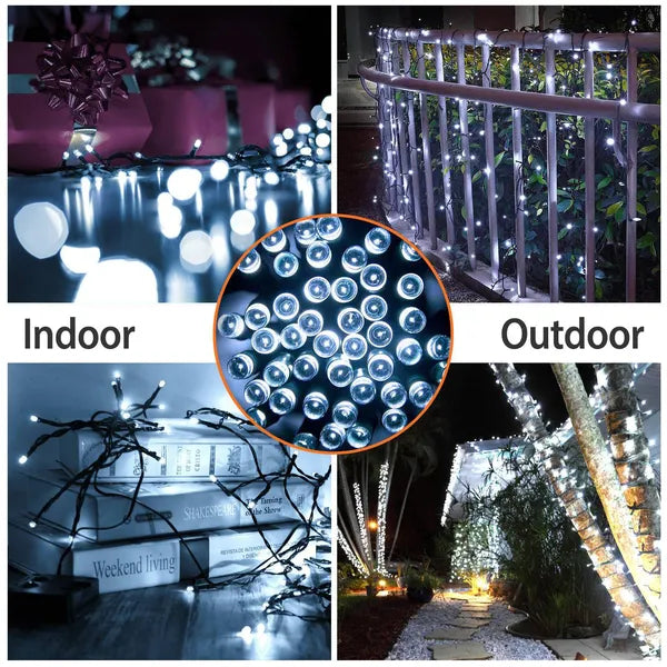 Lumières à chaînes solaires LED Puissance solaire Fairy Lumière à chaînes 12M 100 LEDs 8 Mode d'éclairage Multic