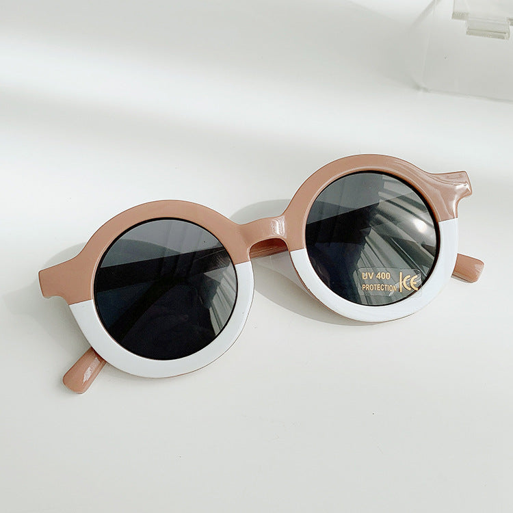 Lunettes de soleil pour enfants Cadre rond Protection solaire et mode d'ombre solaire Tous appariements