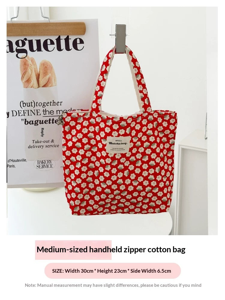 Camellia Grande et moyenne zipper femmes coton léger été sac à main