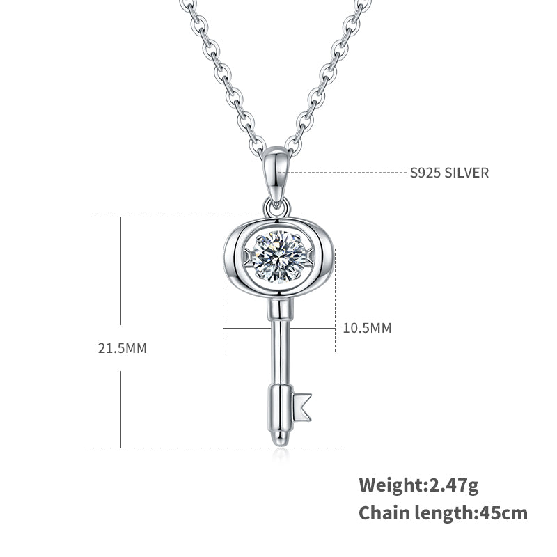 S925 Argent Sterling 0.5ct D Couleur VVS1 Collier de clé de Moissanite 45cm Platine plaqué GRA C