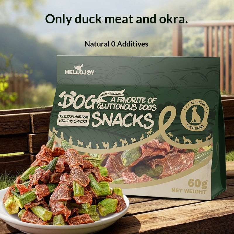 Chien d'animaux de compagnie traite les chews nutritifs de canard Okra
