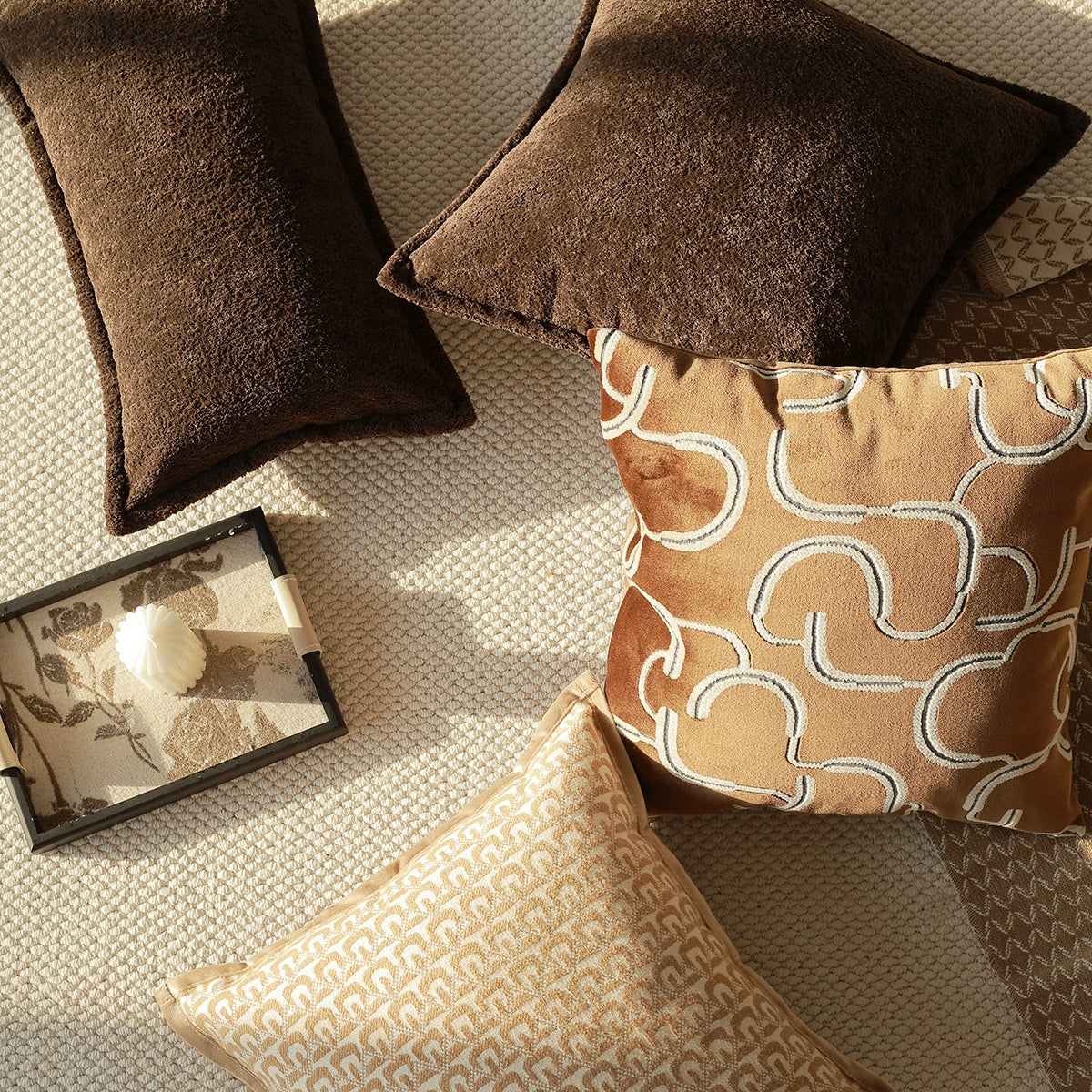Coussin de canapé brun Couverture Lombaire Oreiller