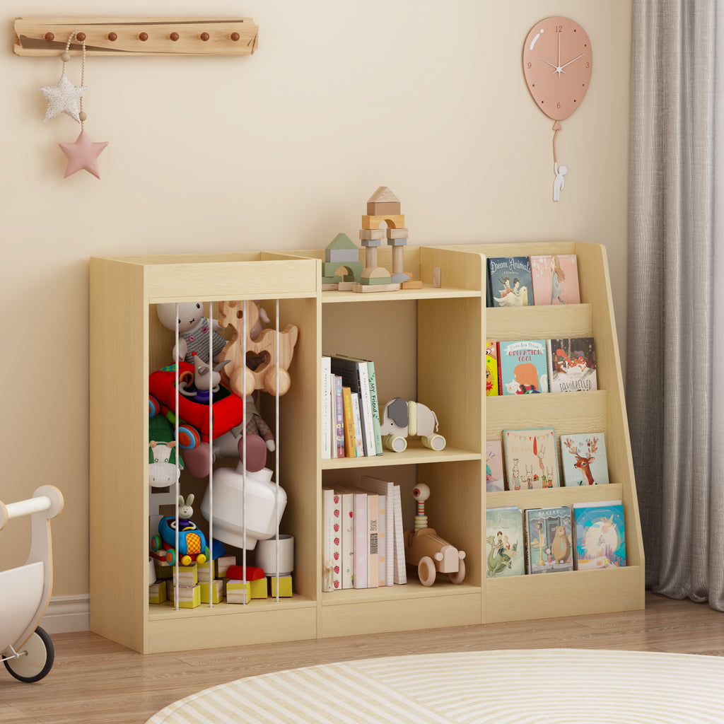 3-en-1 Bibliothèque pour enfants et rangement de jouets