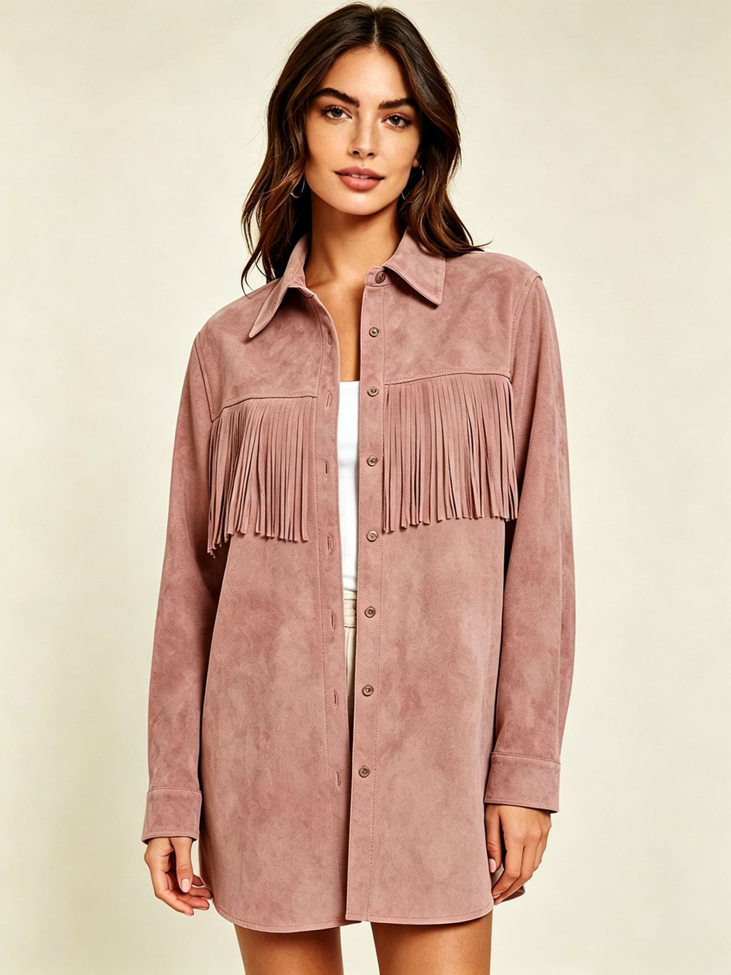 Femmes Suede Tassel Casual Shirt