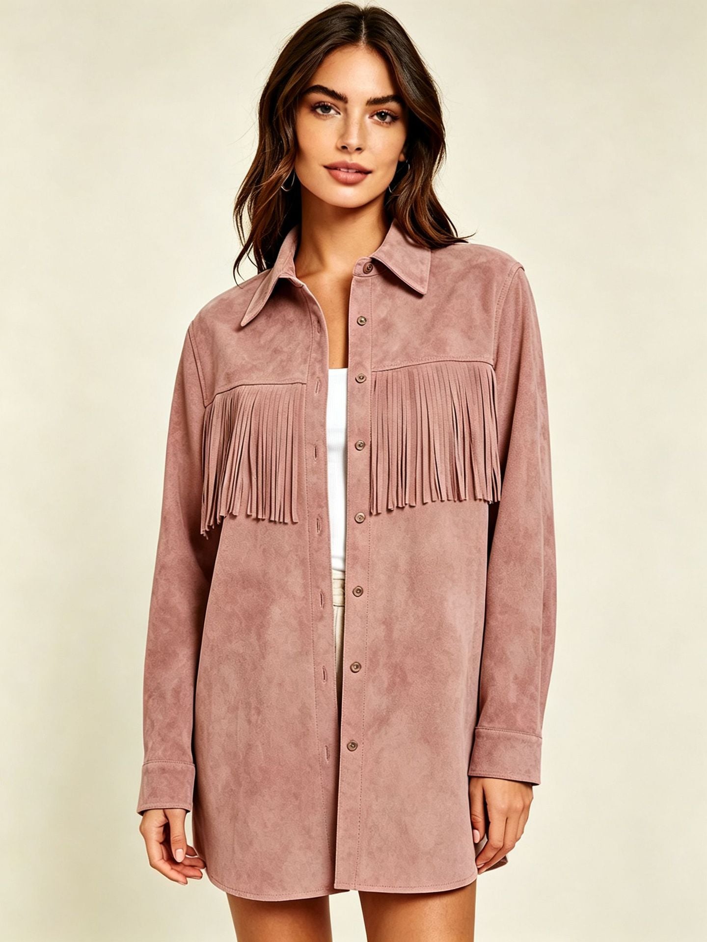 Femmes Suede Tassel Casual Shirt