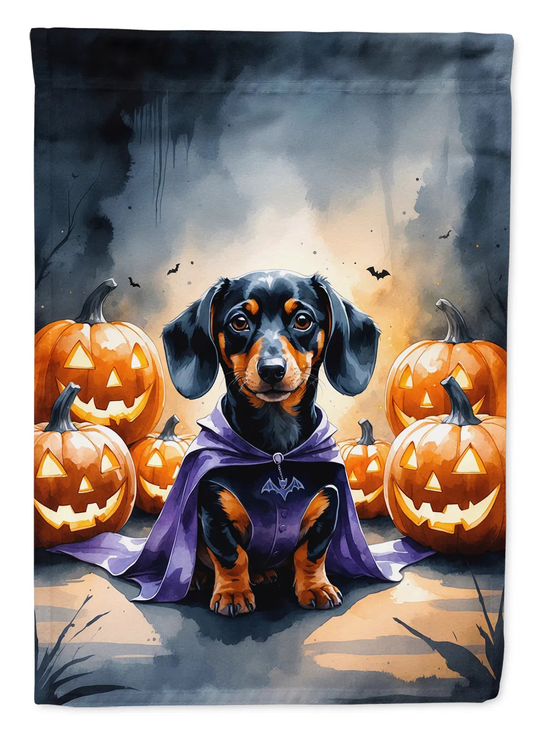 Dachshund Puppy Maison d'Halloween Drapeau Grand porc à manches Pole décoratif à l'extérieur de la cour Banne