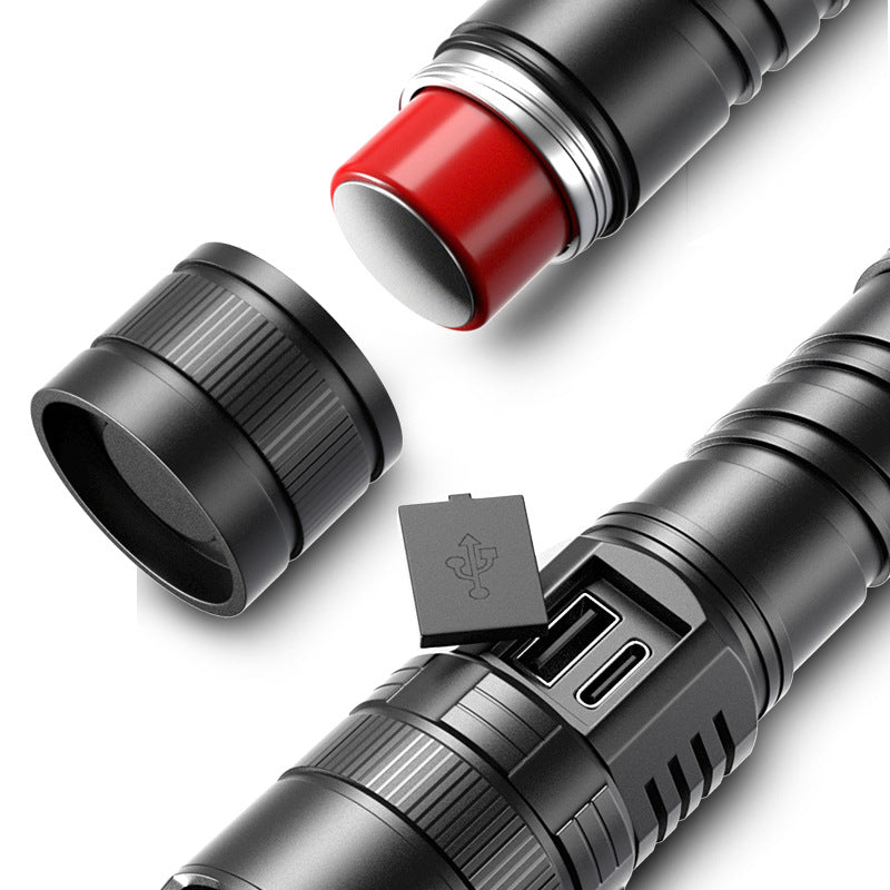 Chargeur USB Zoom Affichage électrique Lampe de poche portable Camping