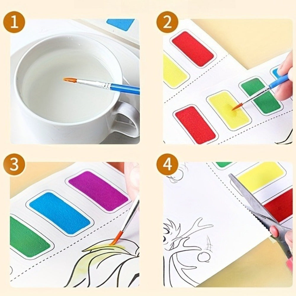 Set de peinture 9 pièces Diy: Comprend 8 feuilles de papier d'art épais