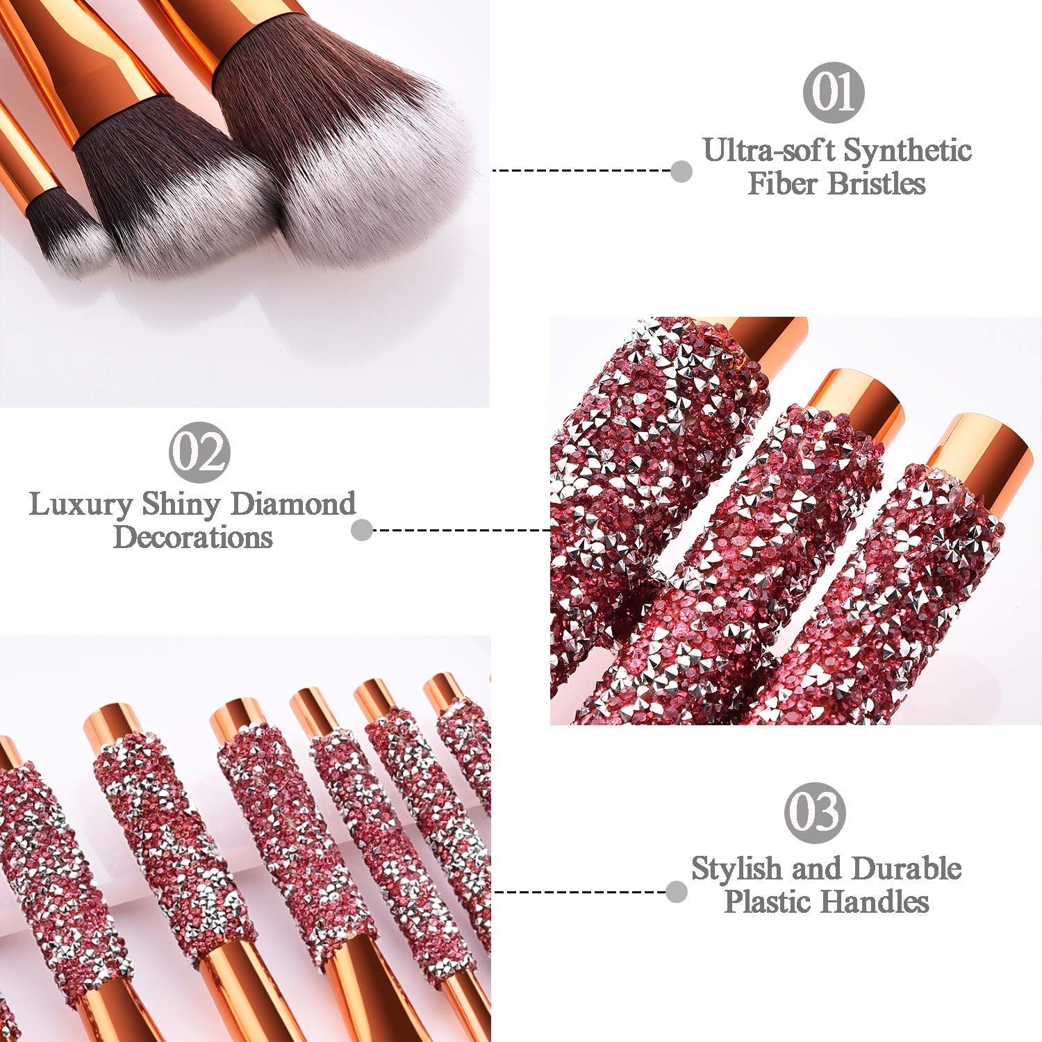 10 en 1 pinceau de maquillage personnalisé en diamant