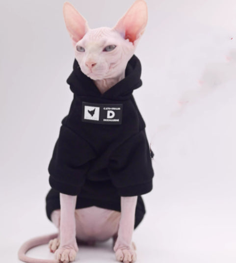 Chandail d'hiver de style street pour chats sans cheveux doux Sphynx Vêtements de chat