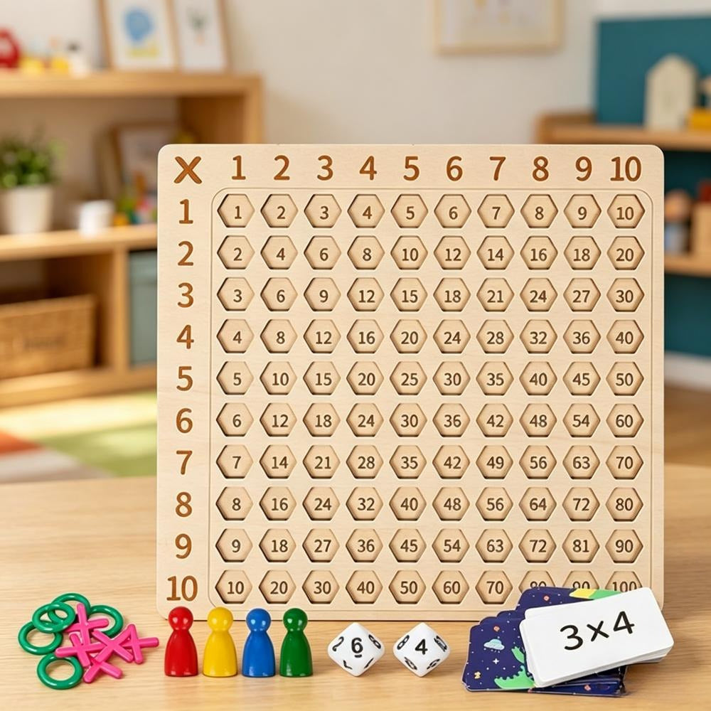 Multiplication du jeu éducatif avec des cartes numériques et des pièces de jeu en bois pour Math Pr