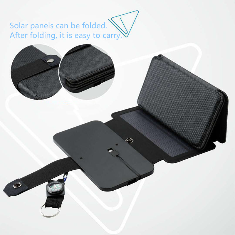 Chargeur de panneau solaire pliant extérieur Portable 5V 2.1A Appareils de sortie USB Camp Randonnée Backpa