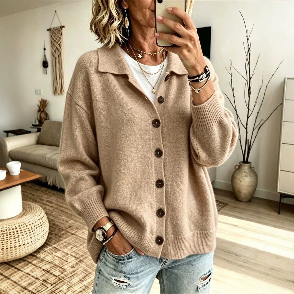 Cardigan tricoté avec boutons Et des vêtements de dessus pour femmes Lapel