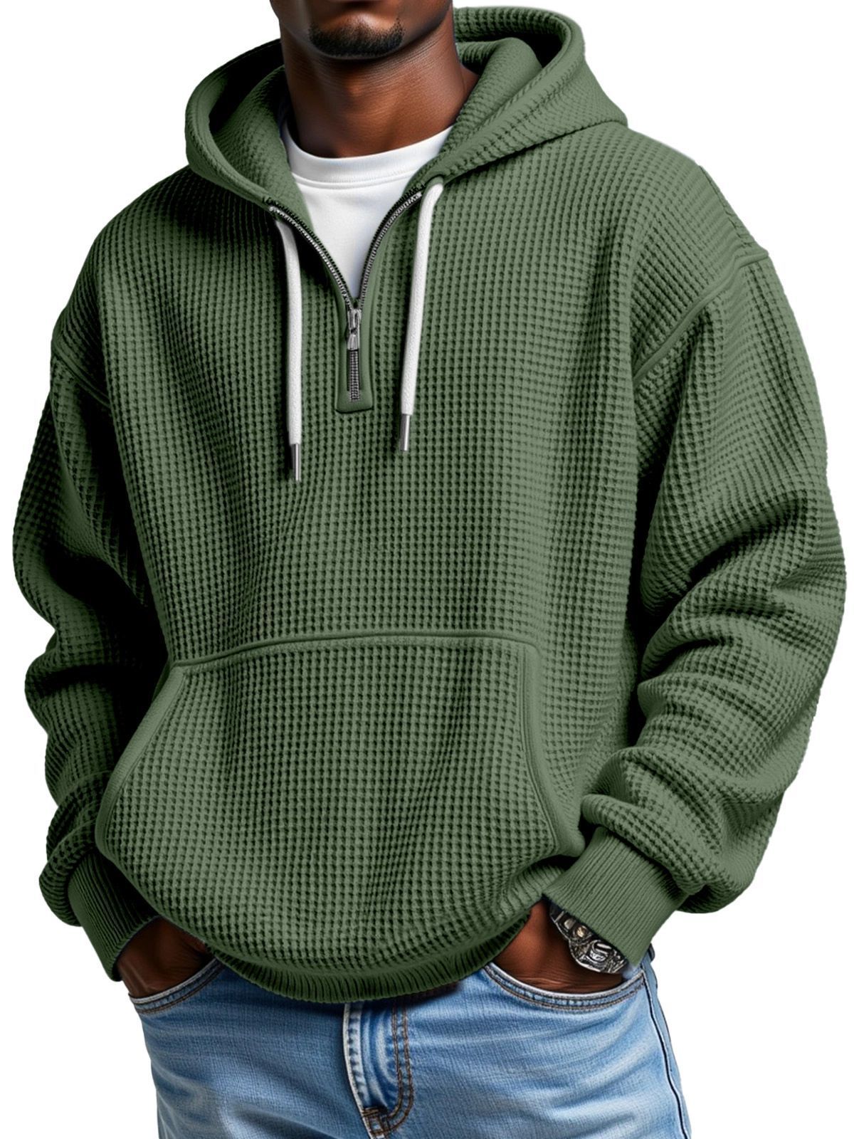 Autumn And Winter Amazon Independent Station Fashion Sports Trendy Brand Tops Waffle pour hommes