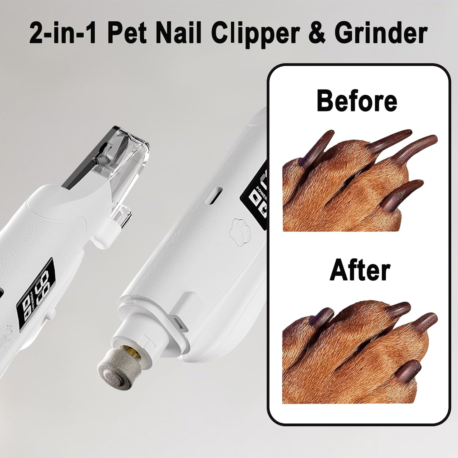 2-en-1 Led Light Cat Anti-blood Grinder Chien chien Clipper de ongles Clipper de ongles