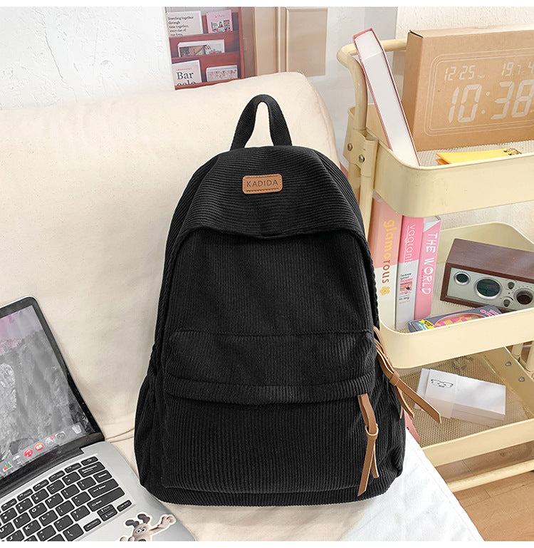 Sac à dos Corduroy de style Harajuku pour les cours de collège