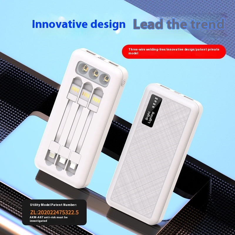 Power Bank with Removable Cable Light Display Large Capacity Fast Charging