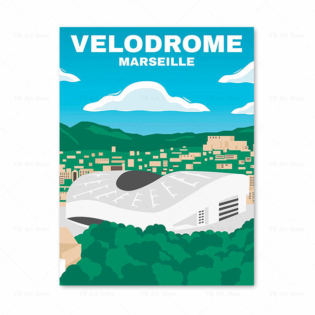 Vieille affiche de voyage toile peinture photo d'art