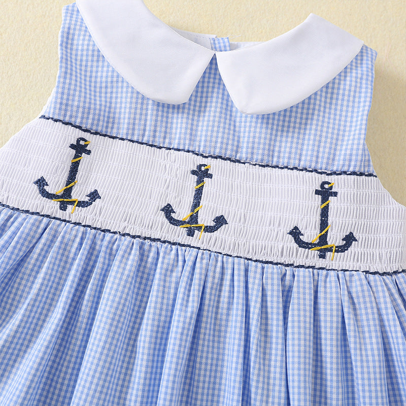 Robe de broderie sans manches pour enfants
