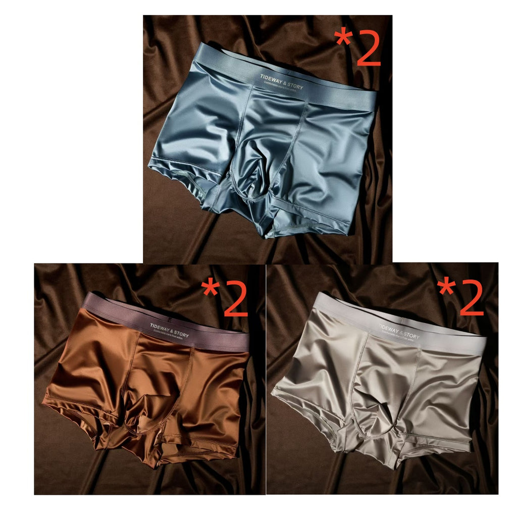 Ice Silk Hommes Sous-vêtements Light Luxury Satin Boxers