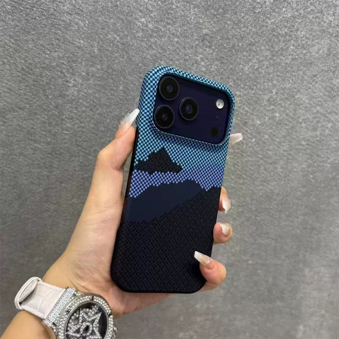 Housse de protection en fibre de carbone pour téléphone magnétique gelé