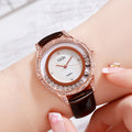 GEDI Ceinture en cuir double-diamant Montre All-Match pour femmes