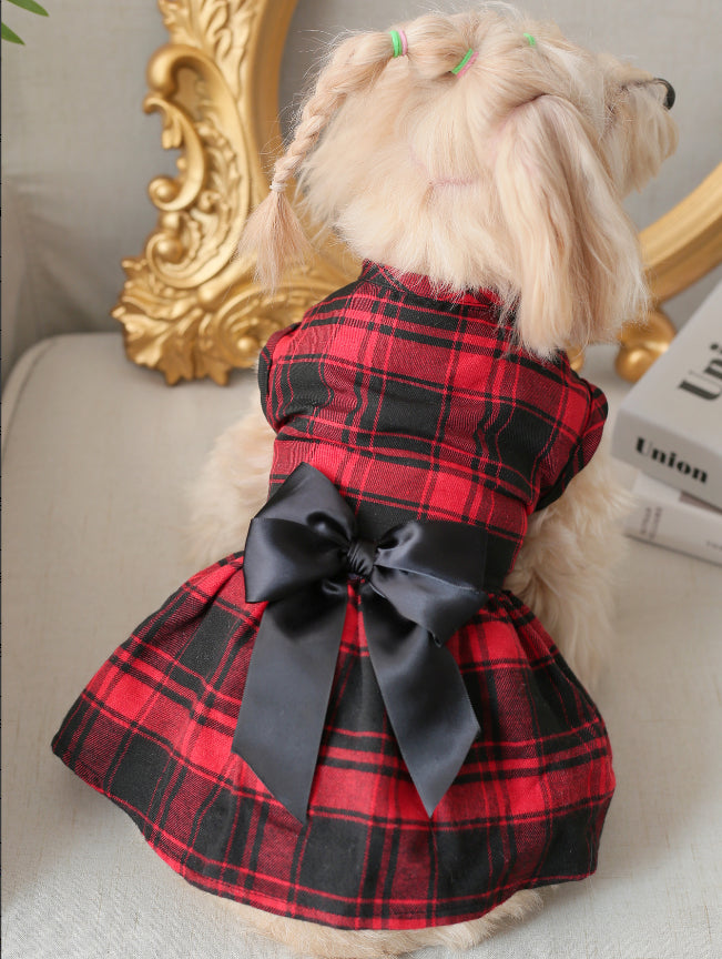 Robe pour animaux de compagnie - style britannique plaqué-rouge-s-polyester-1 pièce