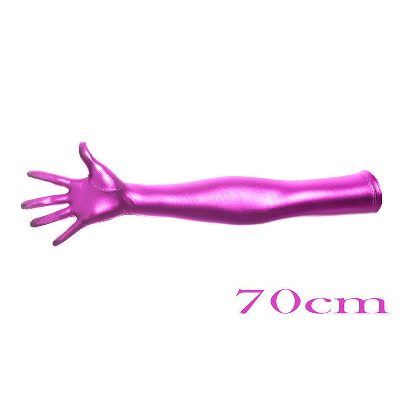 Gants d'estampage et de déguisement de long en or brillant