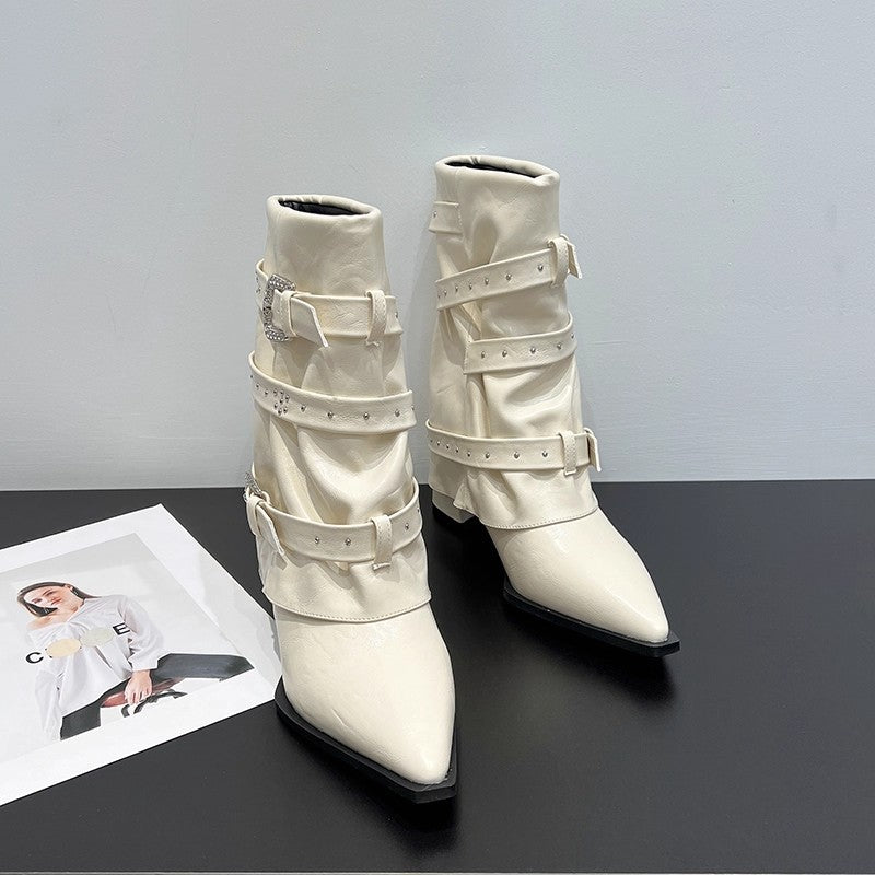 Women's Fashion Versatile Pointed High-Heeled Toe Boots