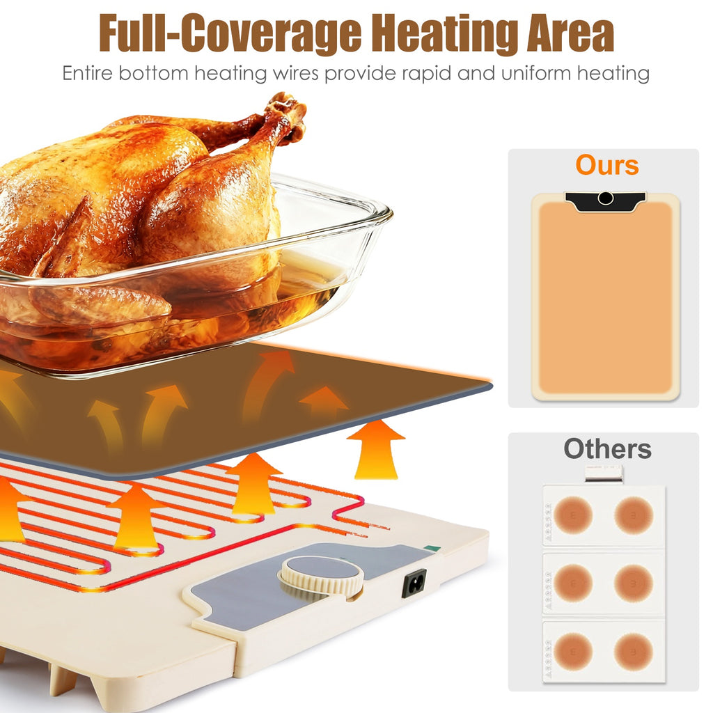 Tapis de chauffage alimentaire 23.6X15.8En 300W Chauffage rapide Chauffe-glace électrique avec 14 Temp