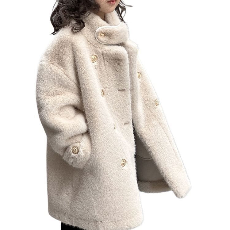 Mid-long Hiver faux fourrure manteau pour les filles