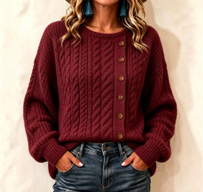 T-shirt à manches longues avec boutons pour femmes