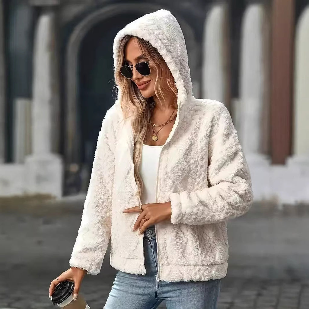Manteau à capuche en peluche pour femmes
