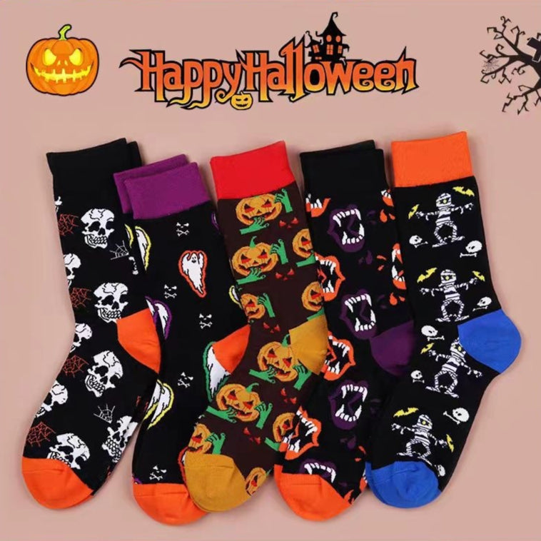 Chaussettes mi-calf citrouille d'Halloween