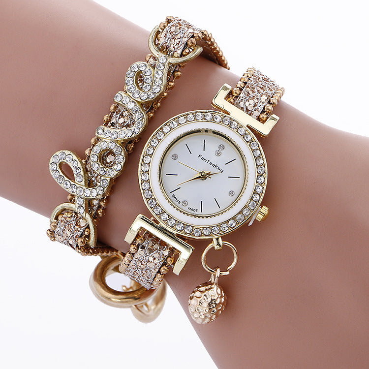 Bracelet en cuir cristal AMOUR Femmes Montre