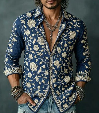 Chemise à manches longues pour hommes hawaïens