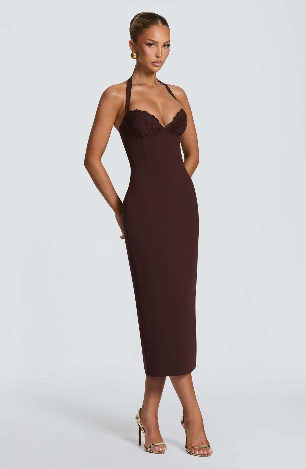 Robe en dentelle à col de lacet pour femmes