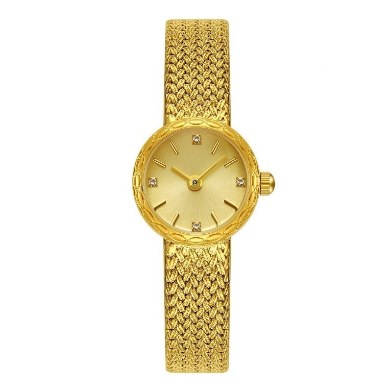 Rétro Copper Mesh Femmes Versatile Vintage-style Mini montre en or