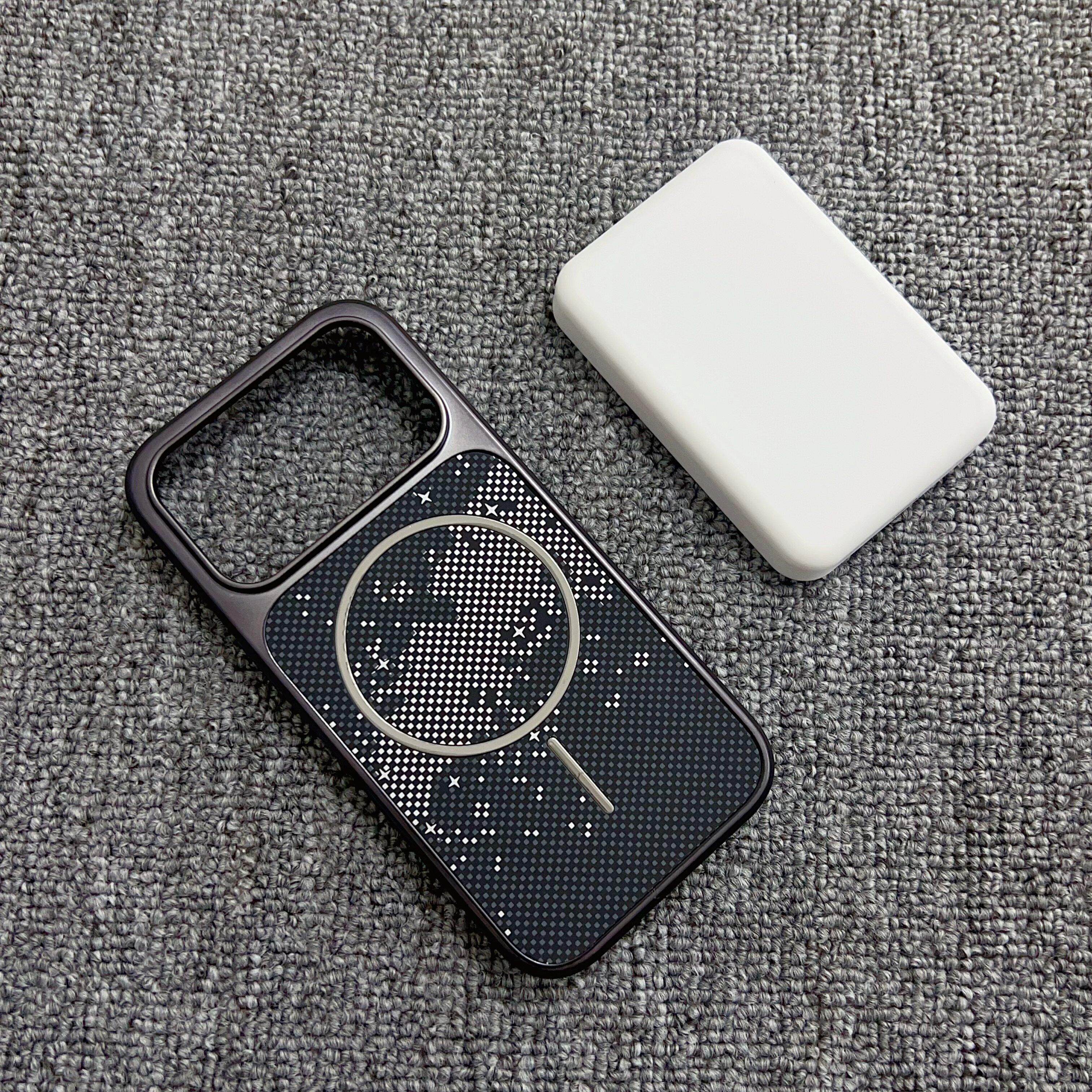 Couverture de protection de charge magnétique pour boîtier de téléphone en fibre de carbone