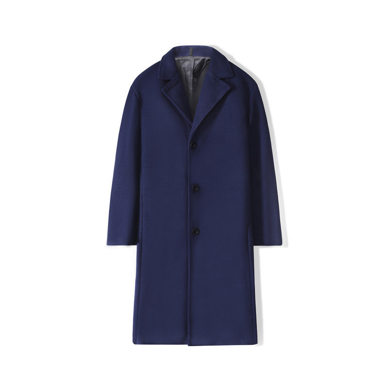 Mens Mi-longueur Loose-fit Solid-colore Trench Coat
